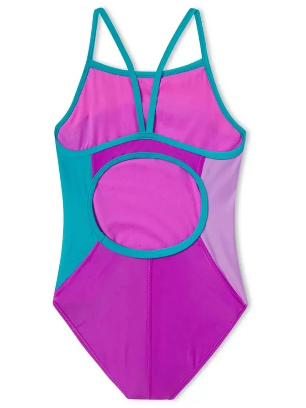 Speedo Women's Color-Block Propel Back One-Piece Swimsuit Neon Violet Size 28